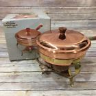 00371416 Old Dutch Vintage Copper Chafing Dish Wooden Handle Knob Brass