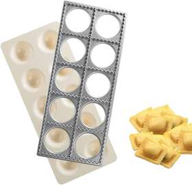 Hdmj-01 Achouray Ravioli Maker Press Stamp Cutter Mold With Tray And Silver