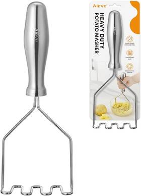 K5590a01 Aieve Heavy Duty Stainless Steel Potato Masher With Ergonomic Handle Silver