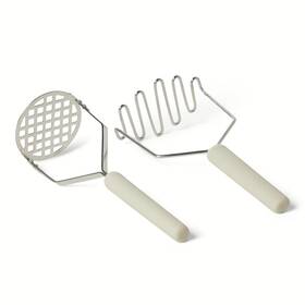 Amazon Basics Kl31b11s-p43 Potato Mashers 2-piece Set 2 Piece Linen Gray Silver