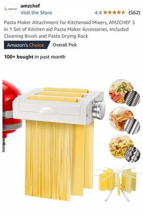 Abo-ch98 Amzchef Pasta Maker Attachment 3 In 1 Set For Kitchenaid Stand Mixer