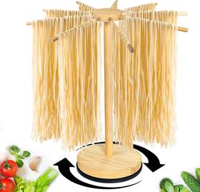 Bh-015 Bhwra Pasta Drying Rack Wood Spaghetti Noodle Dryer With 360 Rotating Base Detac