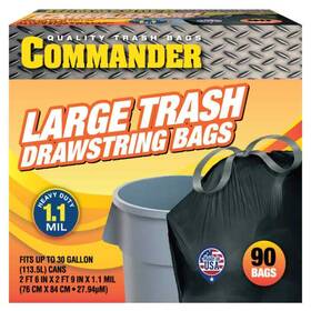 Commander 735692034414 20 Gal. To 30 1.1 Mil Black Tall Kitchen Bags Inch X 33 Pack Of 90 Fo