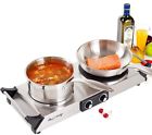 Counter Double Burner Top Hot Plate Portable Electric Cooktop Cast Iron Cook New 611359402591