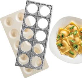 135-10 Cucinapro Ravioli Mold With Extra Large 2 1/2 Inch Squares- Authentic Squares 10 Count