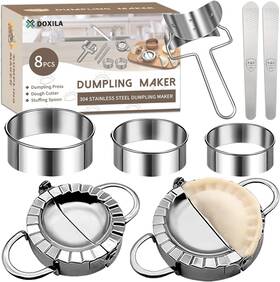 Doxila 729530258773 Dumpling Press Molds Set And Cutter - Make Skin Stuffing Silver