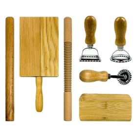 Dzhpsrsz Sz-052-miantiao 7 Pcs Pasta Making Tools Kit Wooden Threaded Medium Yellow
