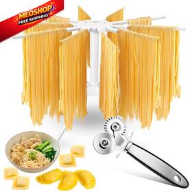 Foldtier Goo-foldtier-13526 Pasta Drying Rack And Cutter Wheel Ravioli Black Silver