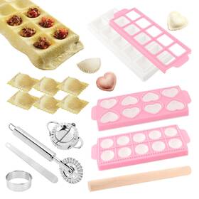 Fuguihui 22428781 8pcs Ravioli Maker Press Set Stamp Cutter With 32 15 5 Pink