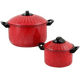 109461.04 Gibson Home Casselman 4-piece Nonstick Pasta Pot Set In Red Bakelite