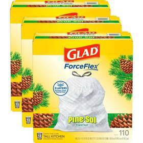 Glad 012587224236 Forceflex Ds White Pine Sol 13 Gal. Trash Bags 110-count 3-pack