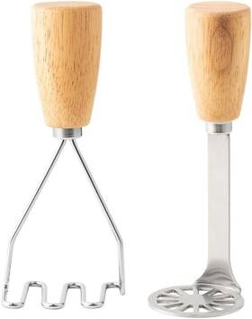 Gf009 Grandfort 2pcs Mini Potato Masher Stainless Steel Mashed Potatoes Duo Yellow