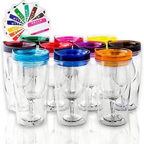 Insulated Wine Tumbler With Lid Set Of 10 Bonus Name Decals Outdoor