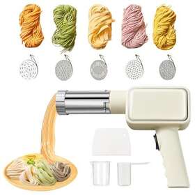Jayvar 757611377884 Electric Pasta Maker And Noodle Making Machine With 5 Shapes Auto