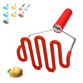 Jell-cell 793869423843 Potato Masher - Silicone Protect Body 7.9x1.8x3 Inch Red Handle