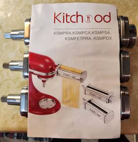 Kitchood 256097762184 3pc Pasta Roller/cutter Attachments Kitchenaid Mixer Compatible
