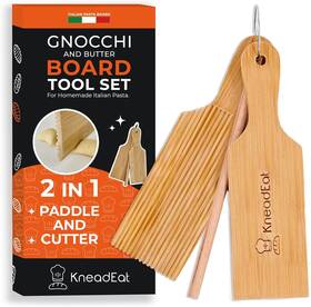 Kegnpad2 Kneadeat Gnocchi Board Set - Authentic Bamboo Wooden Italian Pasta Maker Tools