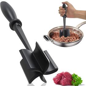 Linbonio 798041032752 Meat Chopper 5 Curve Blades Ground Beef Masher Heat Resistant Black