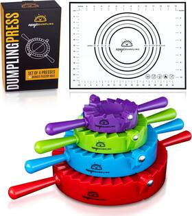 Magicdumpling 860003715406 Magic Dumpling Maker Kit Set Of 4 - Mold Ravioli Purple Green Blue Red