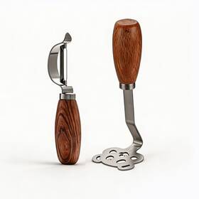Mayebridge 31502 304 Stainless Steel Premium Potato Masher And Vegetable Peeler Small Brown