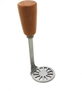 Mbk007 Mayebridge Mini Potato Masher Avocado With Wood Non Slip Handle Stainless Brown