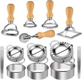 Meidong 782942771445 13 Pieces Upgraded 6 Ravioli Maker Cutter Stamp Set Brown Silver