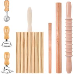 Amumv6gws Mekueeex Am555485 1 7 Pcs Pasta Making Tool Wood Gnocchi Board With Ravioli Stamp And