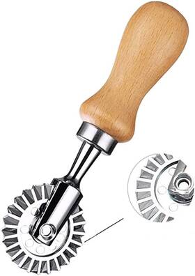 Mtomdy 691308677133 Ravioli Cutter Stamps With Roller Wheel Round Mold Wooden
