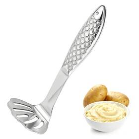 Necooks Jpd0648-1 Fish-shaped Potato Masher And Smasher Effortless Large Silver