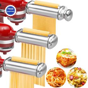 Newsets 797427998491 Kitchenaid Stand Mixer Pasta Maker Attachments 3 Pcs Roller Cutter Brush