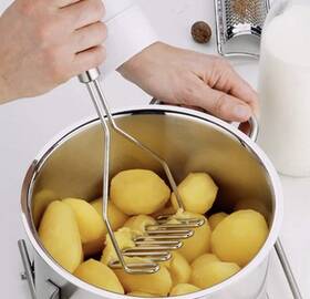 Nonbrand 689585893445 Vegetable And Fruit Masher Potato Crusher Avocado Stainless Silver
