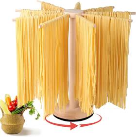 Yr-pdr-w1 Novoshel Pasta Drying Rack Dryer Rotatable Pinewood Collapsible 9 Rods