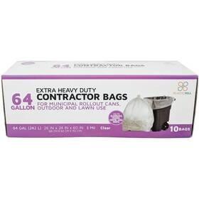 Plasticmill 810875030107 50 Inch W X 60 H. 64 Gal. 3 Mil Clear Contractor Bags 10-count