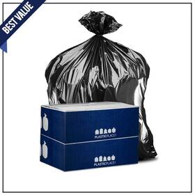 Plasticplace 818331024097 61 Inch W X 68 H 95 Gal. - 96 1.2 Mil Black Trash Bags 50-count 2-pack