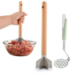 Qirvaten 22439069 Stainless Steel Meat Chopper Masher With Potato 6 Blade Ground Beef