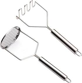 2p-tu Qpingh 2pcs Potato Masher Heavy Duty Stainless Steel Mashed Potatoes Silver