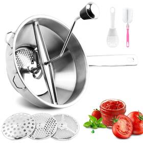 Quixleen 22386424 Stainless Steel Food Mills Rotary Mill With Hand Crank Sliver