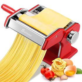 Sailnovo 005364 Pasta Maker Machine 180 Roller 9 Thickness Red