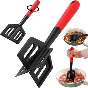 Sc-kt003 Sanmchuf Upgrade 2-in-1 Meat Chopper And Spatula For Ground Beef Hamburger L Red