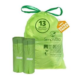 Simply Bio 810117272951 13 Gal. Compostable Trash Bags Drawstring Heavy-duty 1 Mil. Tall Kitchen Food S