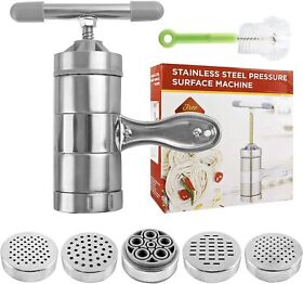 Stainless Steel Manual Noodle And Pasta Maker With 5 Mould For Kitchen Make