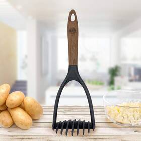 Tongyuan A19029 Potato Mashers With Woodlike Soft Touch Handle For Dark Gray
