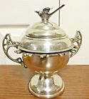 Victorian Trading Co Pewter Silverplate Fondue Double Boiler Swallow Bird