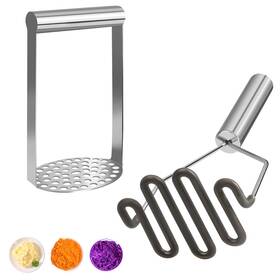 Masher003 Voovao 2pcs Potato Mashers 304 Stainless Steel 9.4 Inch Silver-set-h