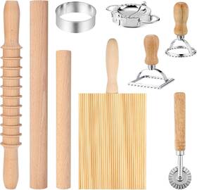 Jkus20406 Warmhut 9pcs Pasta Making Tools Set Wooden Rolling Pin Gnocchi Board Ravioli Wood