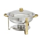 Winco Us Winware 4qt Round Ss Gold Accented Chafer Set Of 2 Chafing Dishe 707152610667