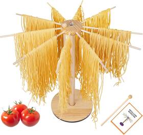 Zh-0345 Wodgod Wood Collapsible Pasta Drying Rack Essential For Homemade Dryer Yellow