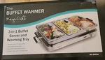 Megachef 3-IN-1 Electric Chaffing Buffet Server And Warming Tray With Triple 2.6. Fixed Price $49.99.