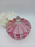 Vintage Anchor Hocking Candy Dish Old Cafe Striped Cranberry Glass With Lid Mcm. Fixed Price $42.95.