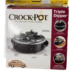 Crock-pot Triple Dipper Slow Cooker SCRTD300-BS Lazy Susan Open Box Unused. Fixed Price $40.00.